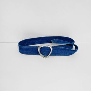 Denim Belt w/Silver Heart Buckle